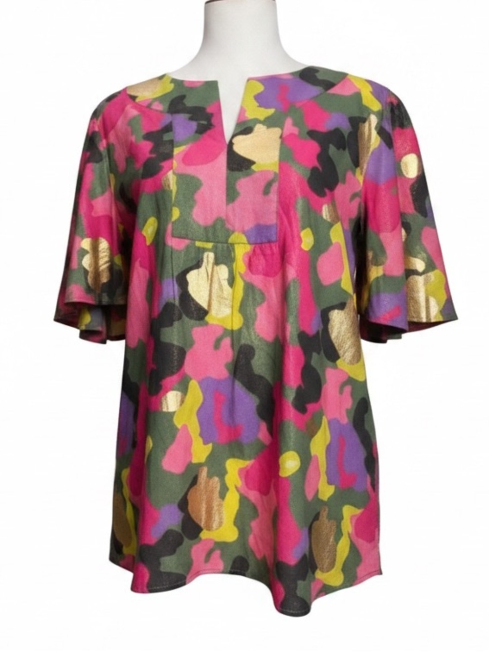 Jude Connally Multicolor Metallic Camouflage Top